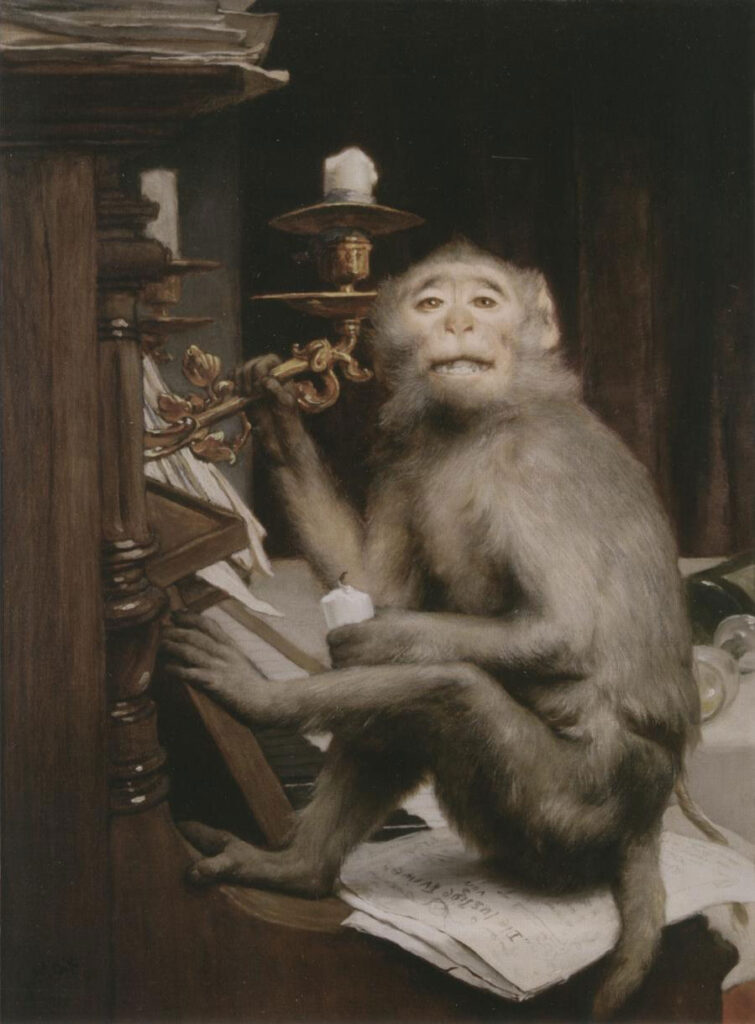 Monkeys at the Piano - Gabriel von Max Tablo