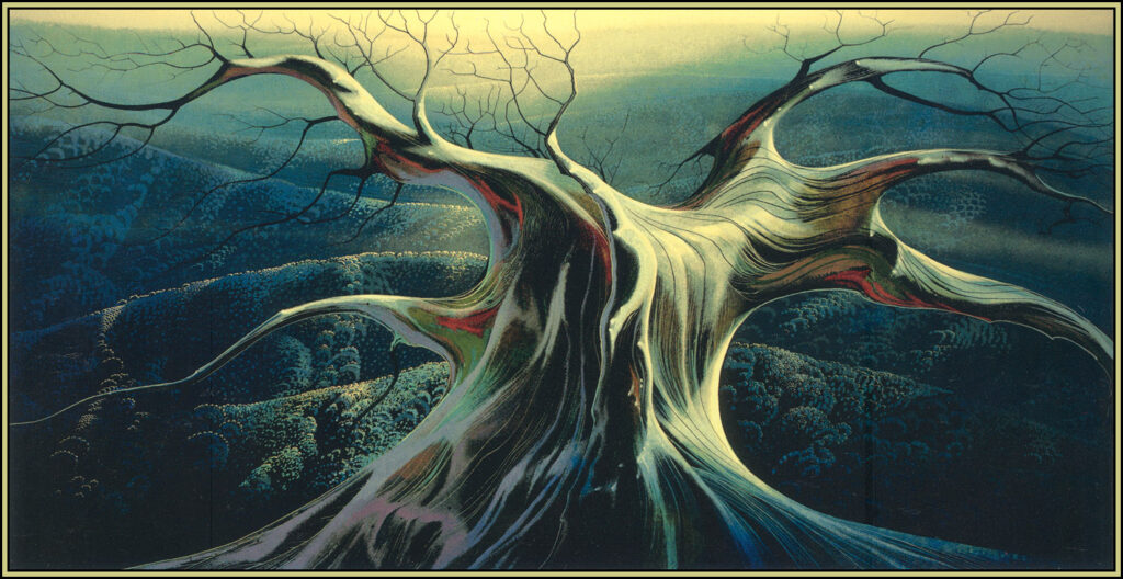 Moonlit Tree Trunk – Eyvind Earle Tablo