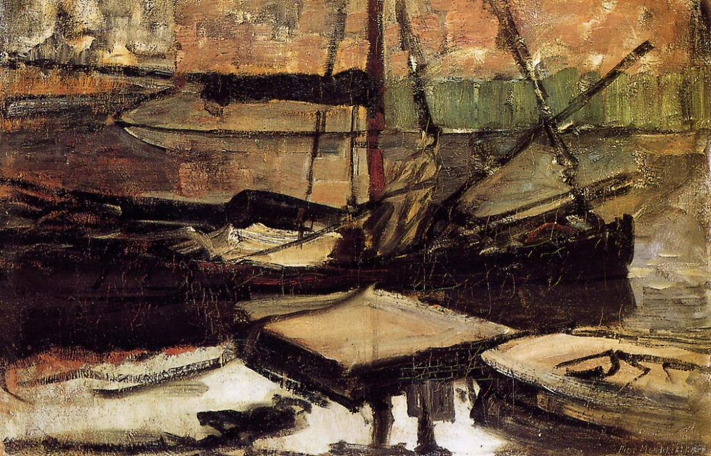 Moored ships Sun (1899) - Piet Mondrian Tablo