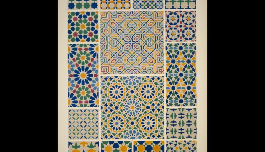 Moresque ornament from the Alhambra no. 5. Mosaics. – Owen Jones Tablo
