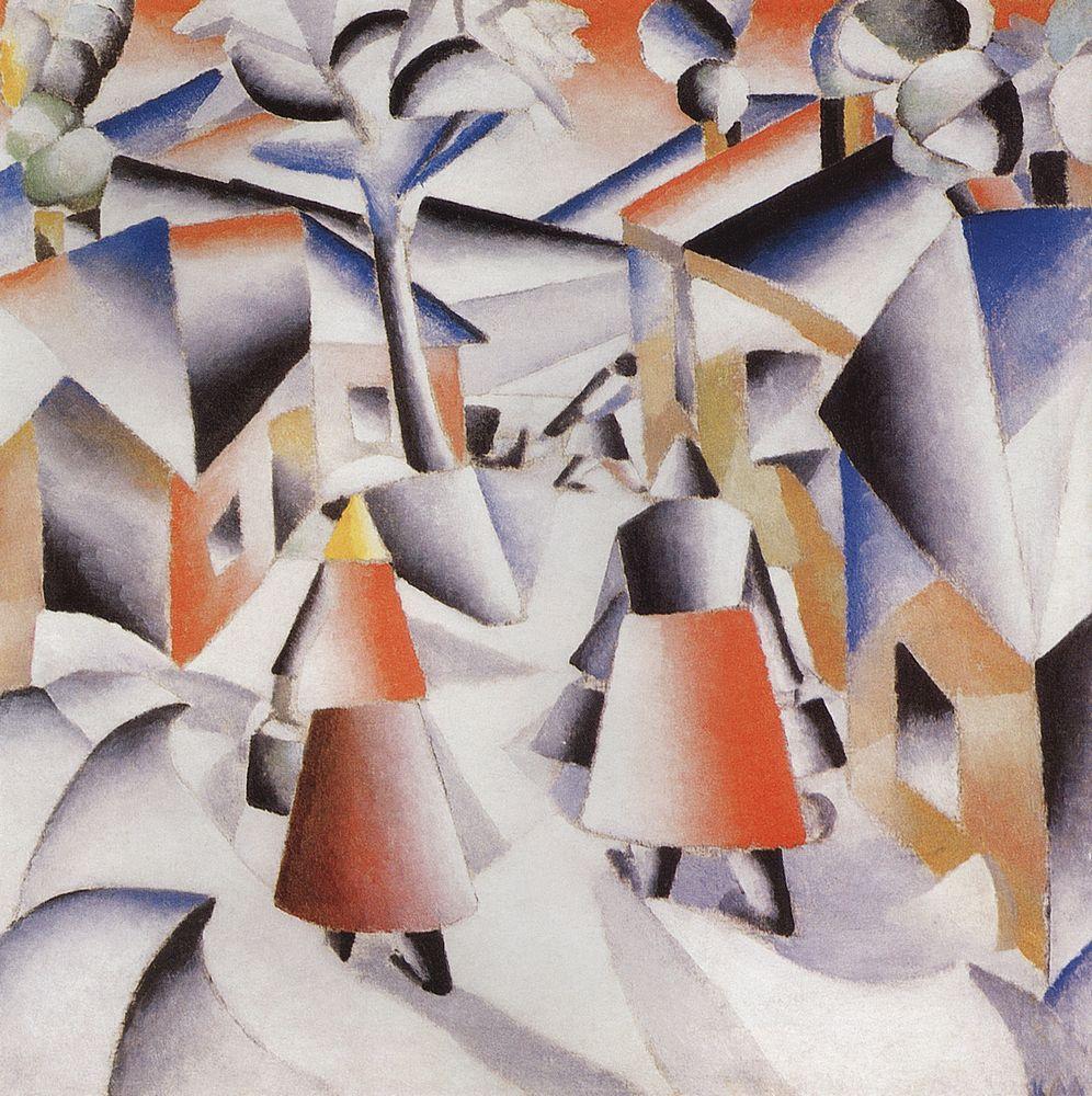 Morning in the Village after Snowstorm (1913) - Kazimir Malevich Tablo