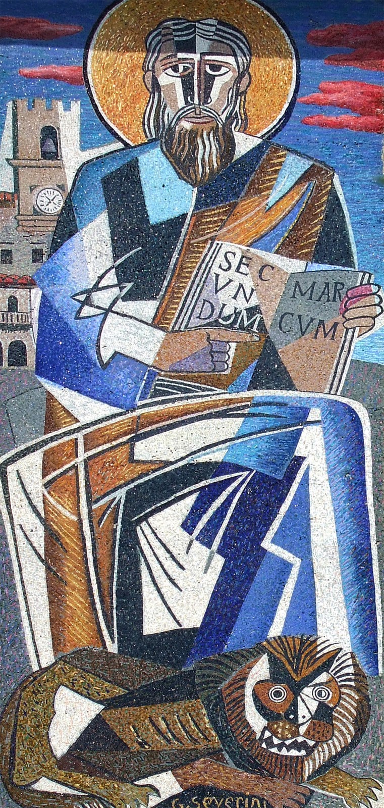 Mosaic at the Church of St. Mark, Cortona, Italy - Gino Severini Tablo