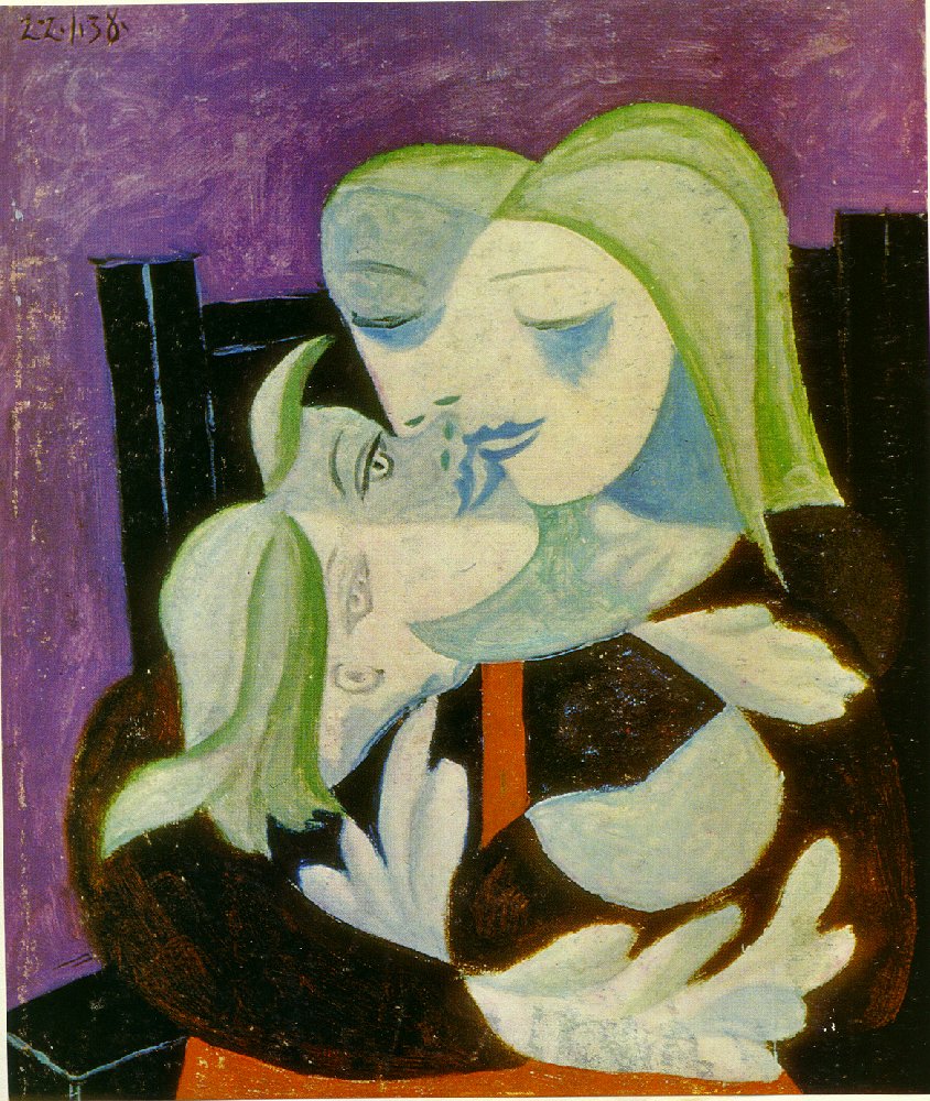 Mother and child (Marie Therese and Maya) (1938) - Pablo Picasso Tablo