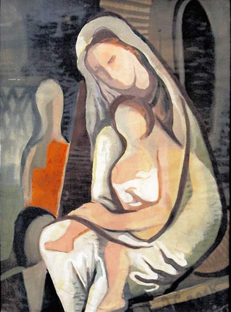 Mother with Children - Josef Čapek Tablo