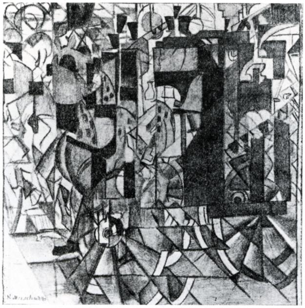 Moving Carriage (1913) - Kazimir Malevich Tablo