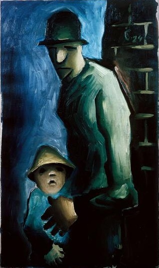 Muž s dítětem (1924) - Josef Čapek Tablo