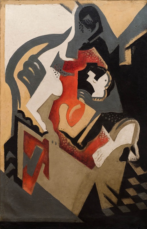 Mujer Sentada Composición Con Mancha Roja (1916) - María Blanchard Tablo