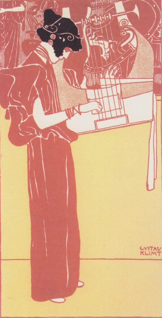 Musik (lithograph) (1901) - Gustav Klimt Tablo