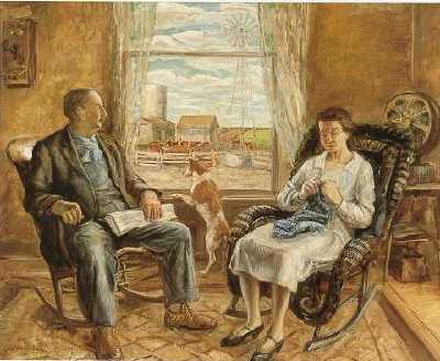 My Mother and Father (1929) - John Steuart Curry Tablo