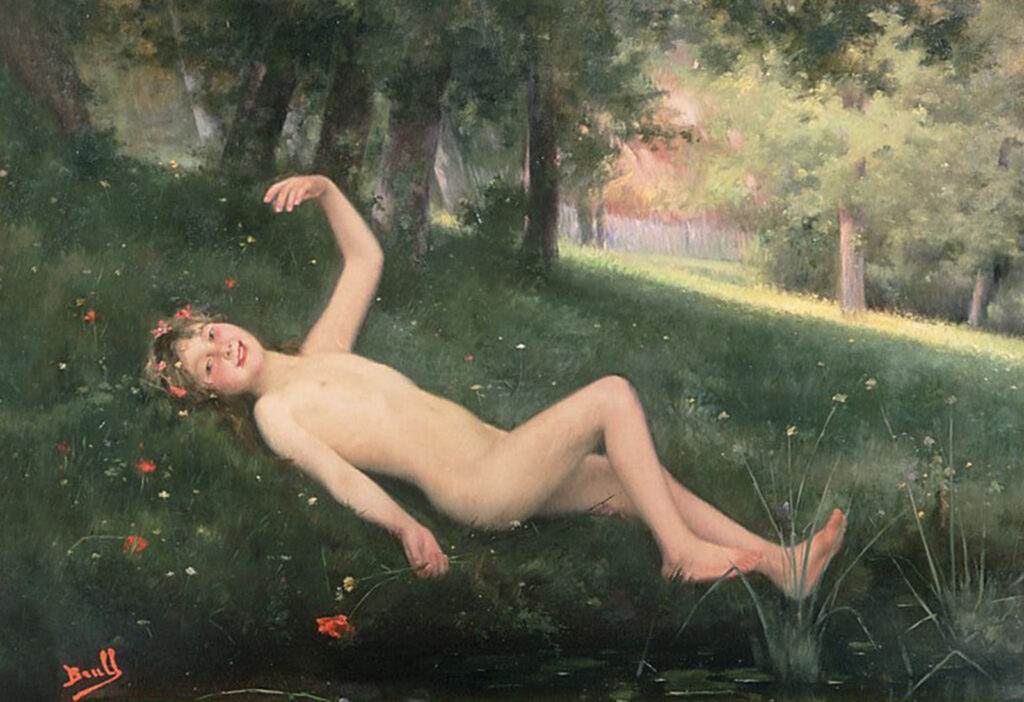 Naked girl in the forest (1892) - Joan Brull Tablo