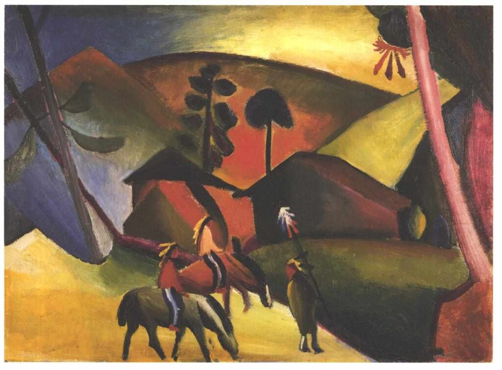 Native Americans on Horses (1911) - August Macke Tablo