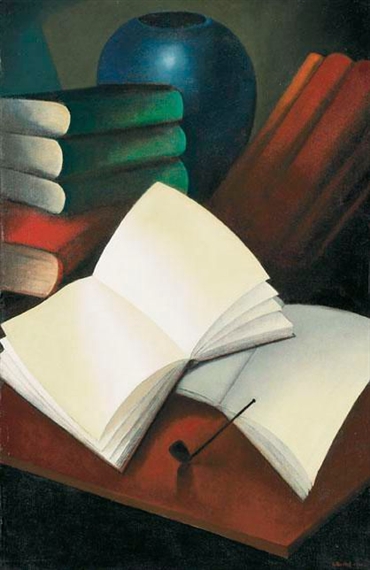 Nature morte avec des livres (1941) - Gustave Buchet Tablo