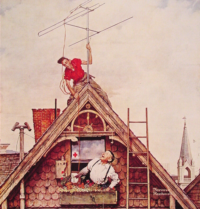 New Television Antenna (1949) - Norman Rockwell Tablo