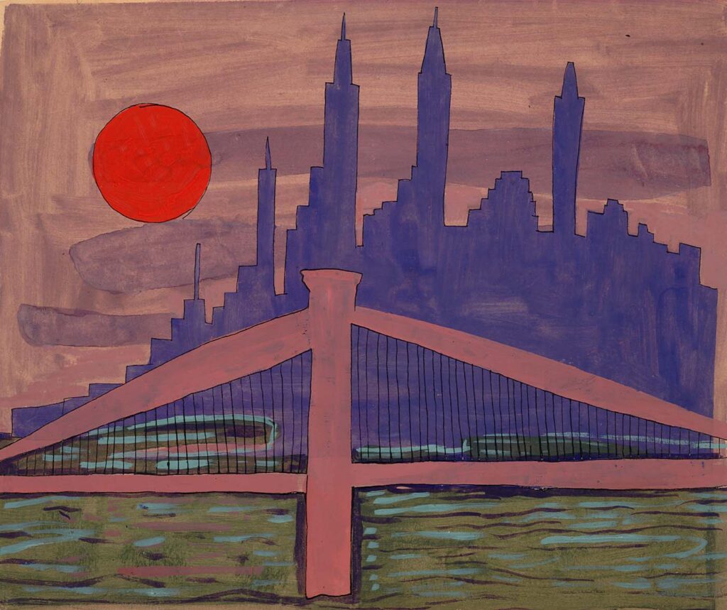 New York Skyline at Night (1943) - William H. Johnson Tablo