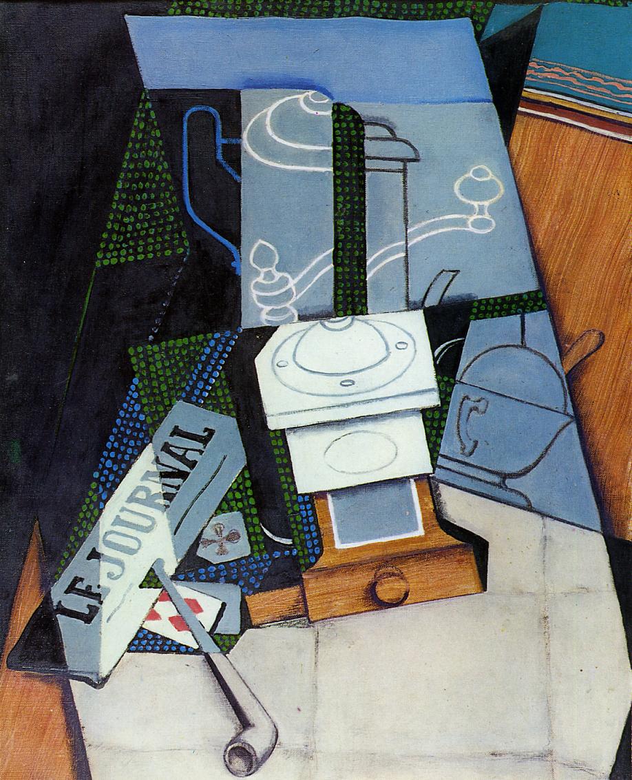 Newspaper with Coffee Mill (1915) - Juan Gris Tablo