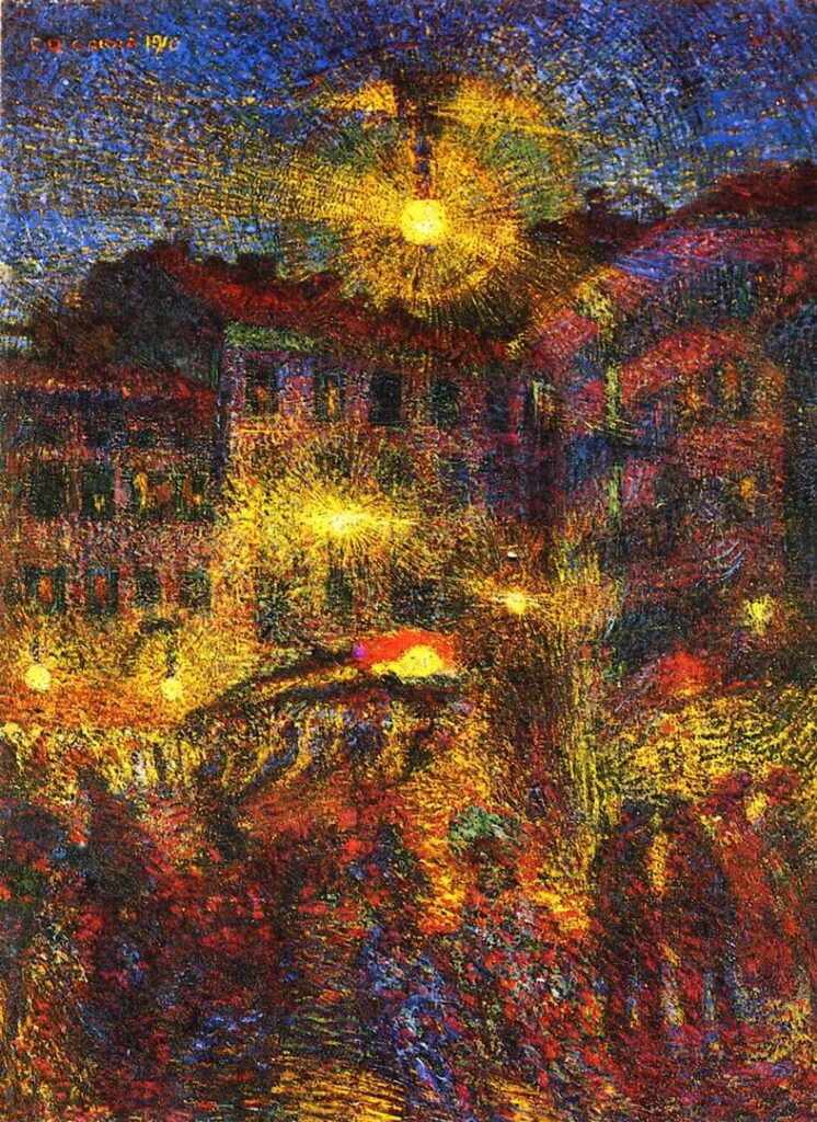 Night At Piazza Beccaria In Milan (1910) – Carlo Carrà Tablo