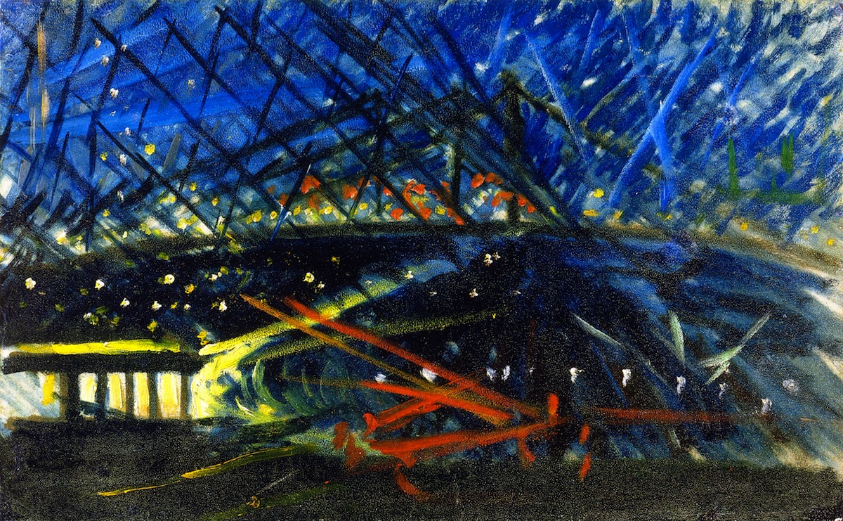 Night View of Brooklyn Bridge (1918) - Joseph Stella Tablo