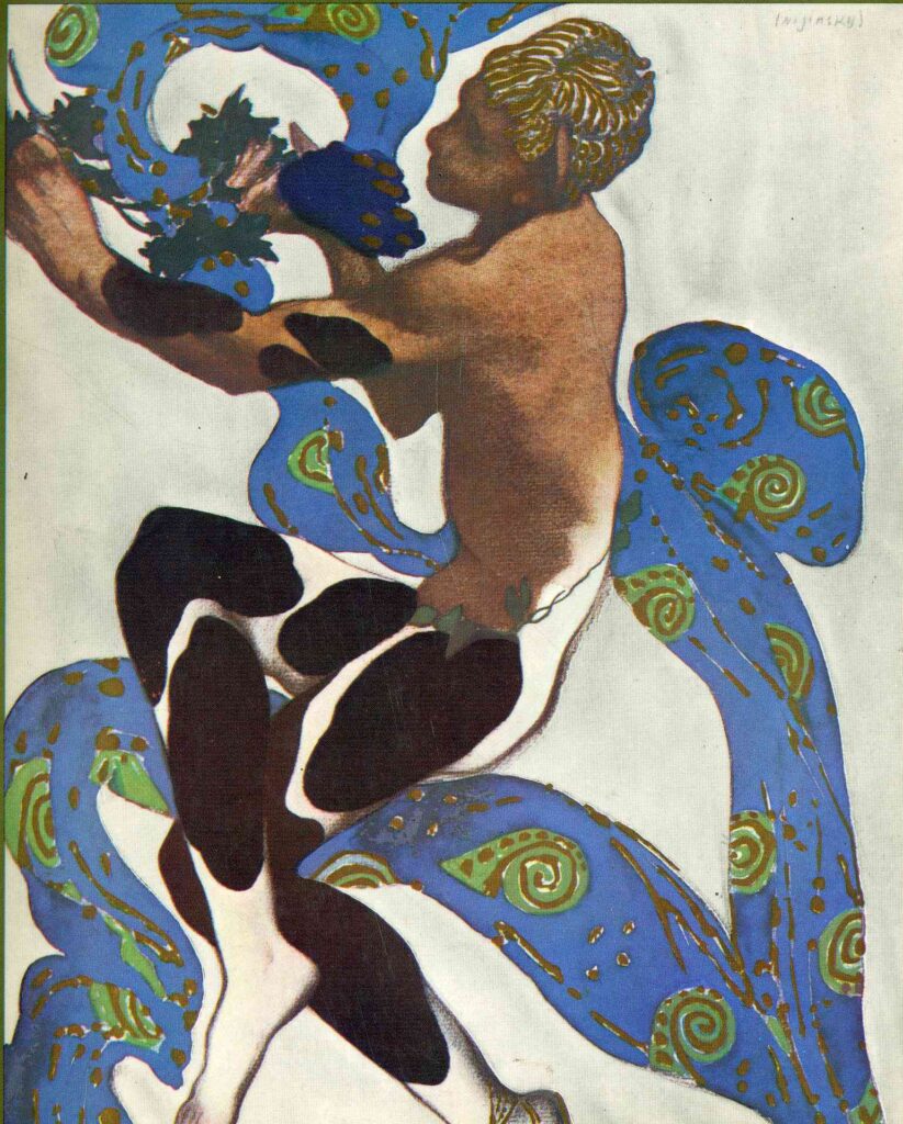 Nijinsky's Faun Costume in 'L'Apres Midi d'un Faune' by Claude Debussy from the front cover of the p (1912) - Léon Bakst Tablo