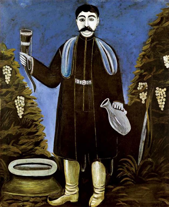Noble with a horn for drinking wine – Niko Pirosmani Tablo
