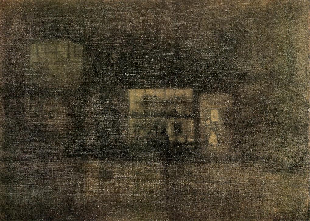 Nocturne Black and Gold The Rag Shop, Chelsea (1878) - James McNeill Whistler Tablo