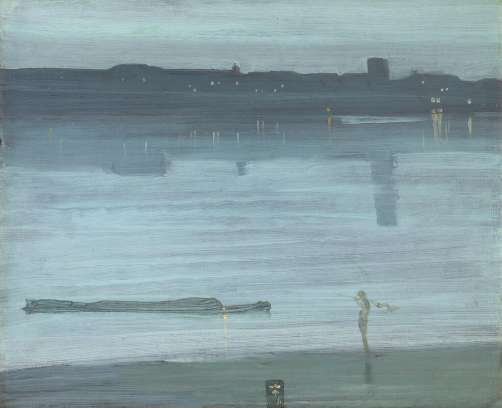 Nocturne Blue and Silver – Chelsea (1871) - James McNeill Whistler Tablo