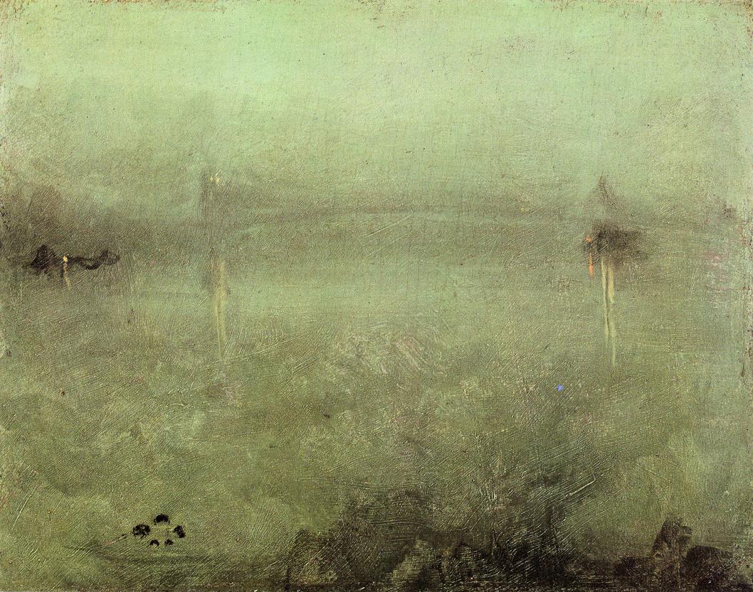 Nocturne Silver and Opal – Chelsea (1880) - James McNeill Whistler Tablo