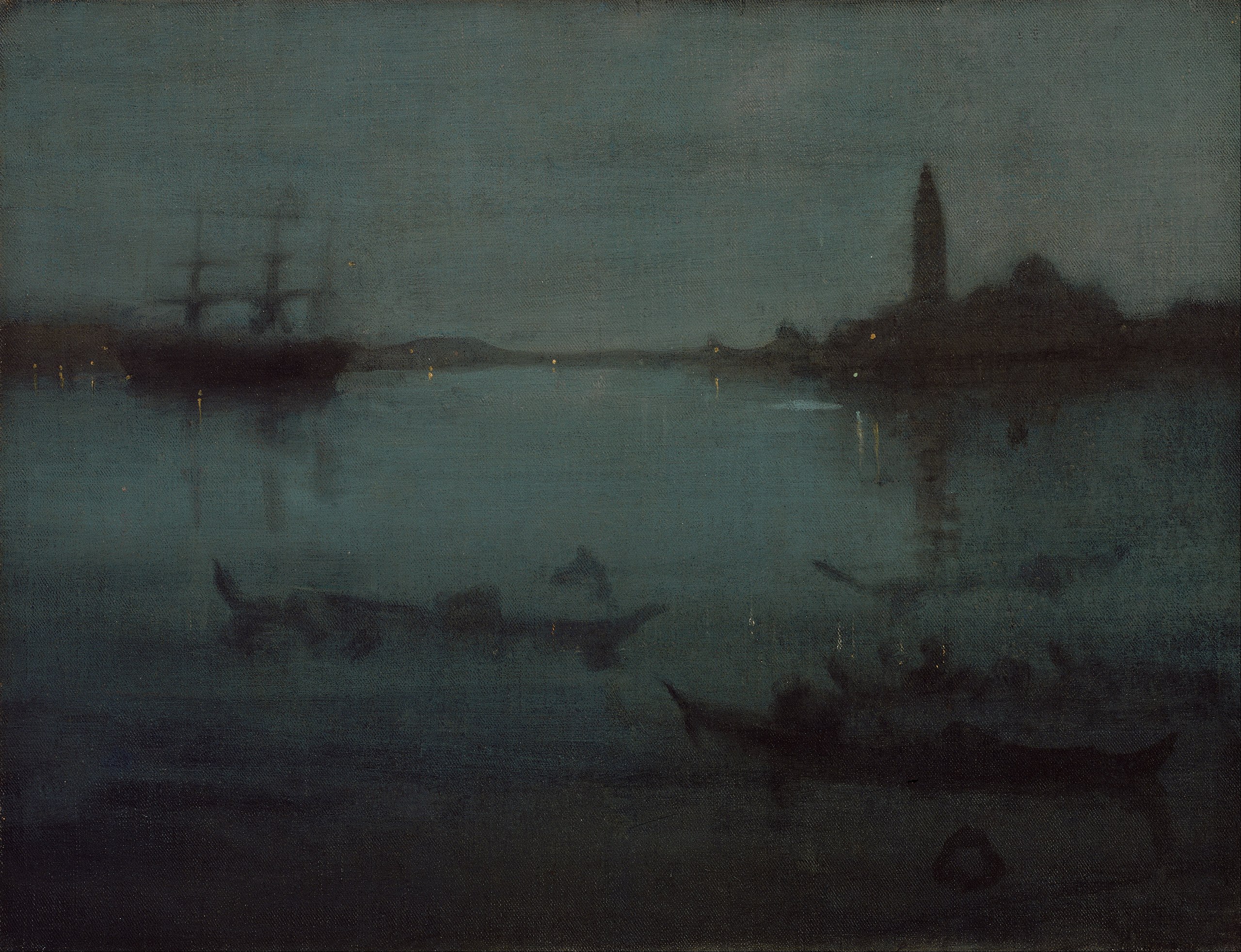 Nocturne in Blue and Silver The Lagoon, Venice (1879) - James McNeill Whistler Tablo