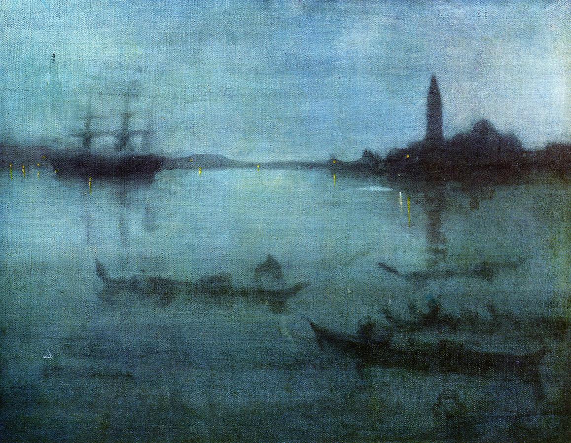 Nocturne in Blue and Silver, The Lagoon, Venice (1879) - James McNeill Whistler Tablo
