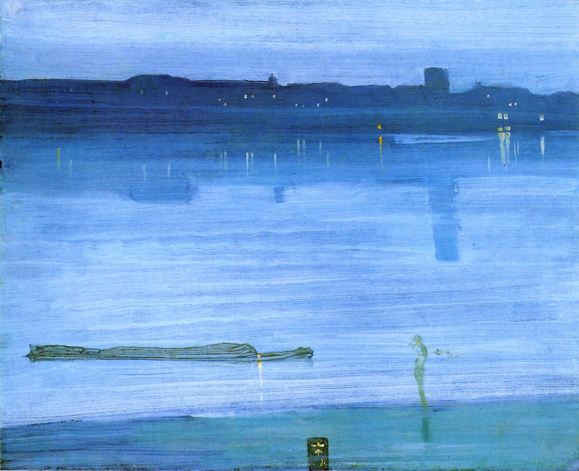 Nocturne, Blue and Silver Chelsea (1871) - James McNeill Whistler Tablo