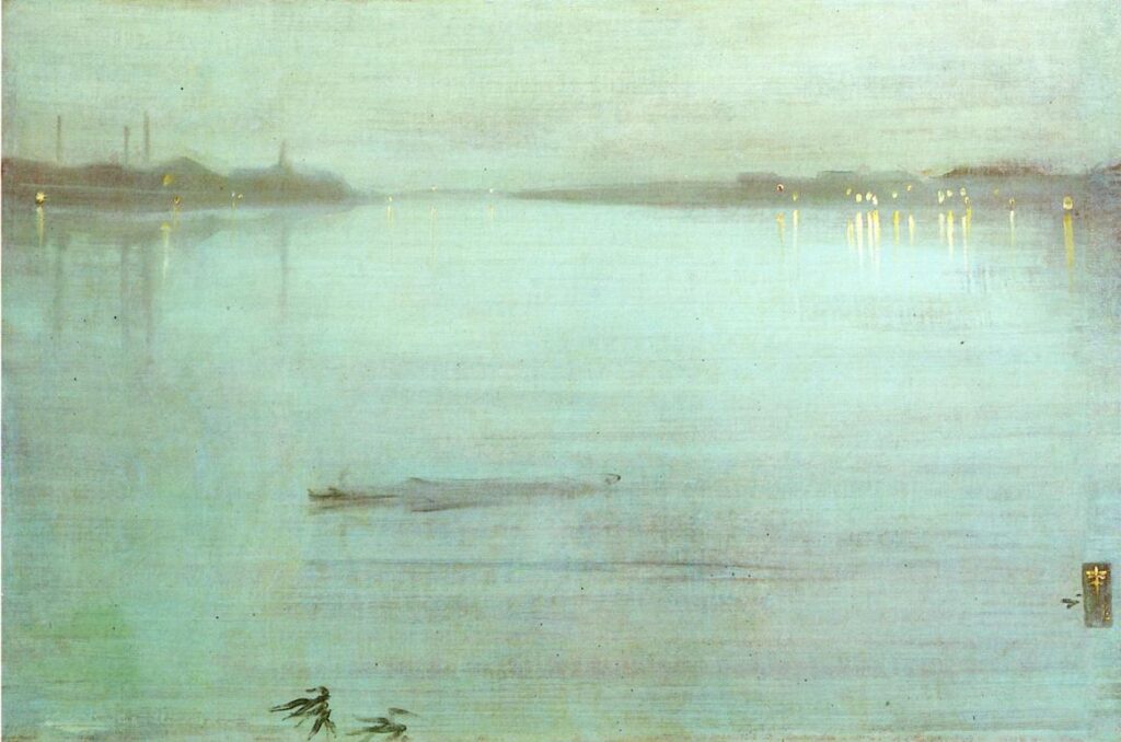 Nocturne, Blue and Silver Chelsea (1872) - James McNeill Whistler Tablo