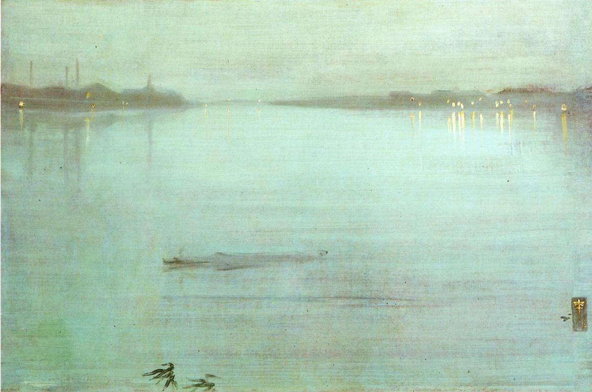 Nocturne, Blue and Silver Chelsea (1872) - James McNeill Whistler Tablo