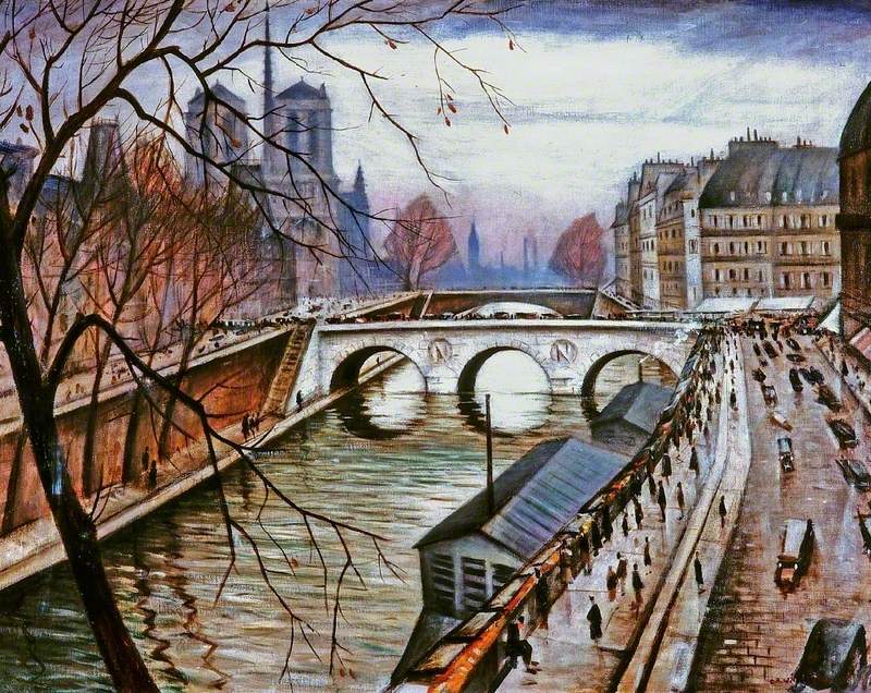 Notre Dame De Paris from Quai Des Grands Augustins (1920) - C. R. W. Nevinson Tablo