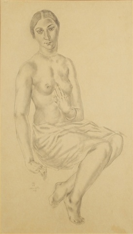 Nu assis (1927) – Tsuguharu Foujita Tablo
