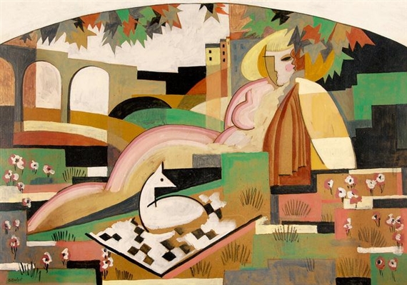 Nu et composition (1929) - Gustave Buchet Tablo
