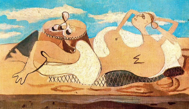 Nude Reclining on the pedestal (1931) - Georges Braque Tablo