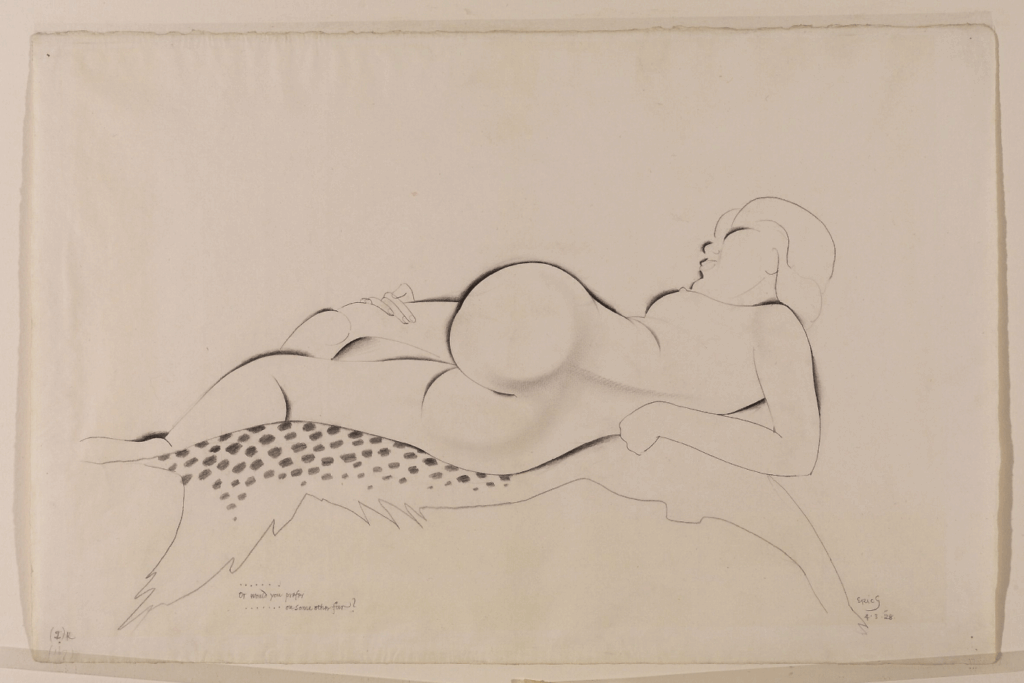 Nude Woman Reclining on a Leopard Skin (1928) - Eric Gill Tablo