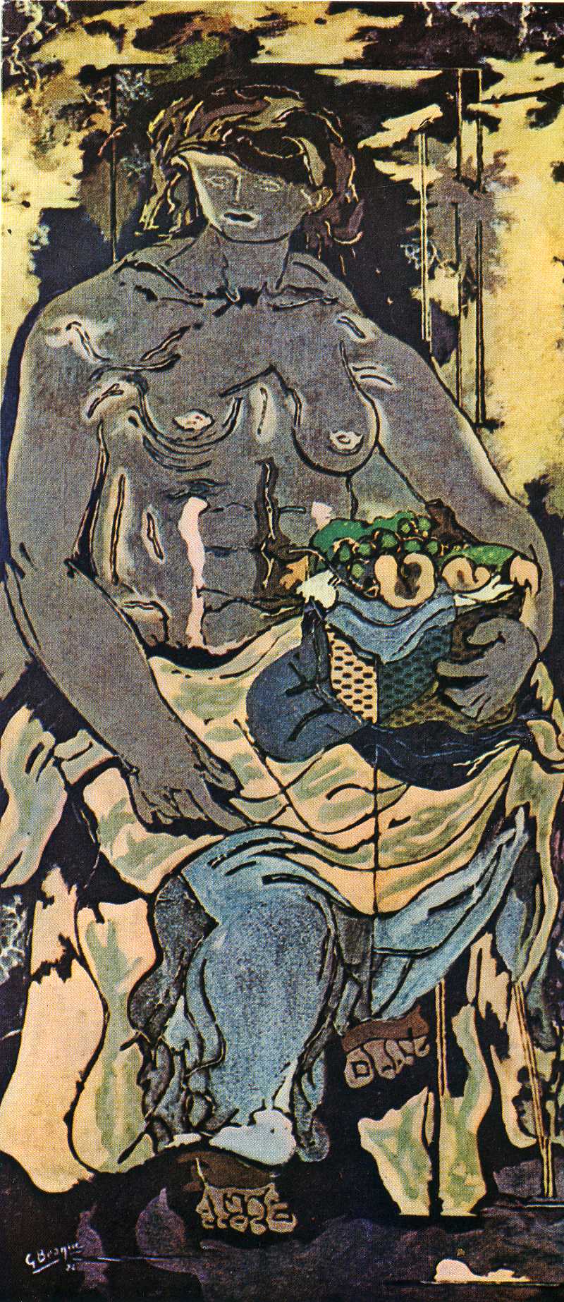 Nude Woman with Basket of Fruit (Canephorus) (1926) - Georges Braque Tablo