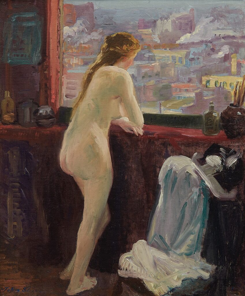 Nude at Window over Greenwich Village (1913) - John French Sloan Tablo