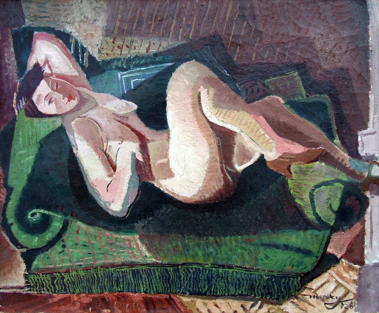 Nude on green sofa (1928) - M. H. Maxy Tablo