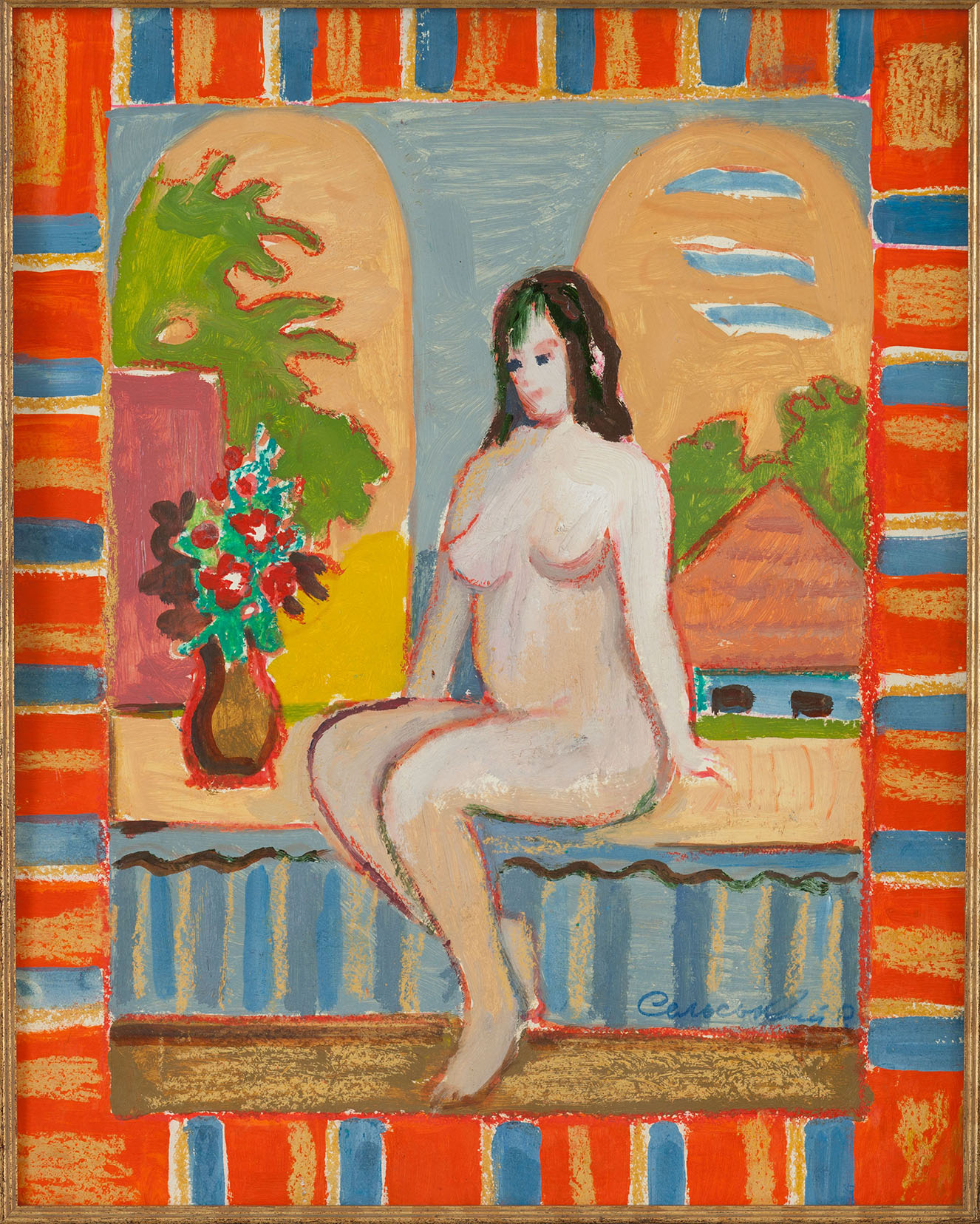 Nude on the Parapet - Roman Selsky Tablo