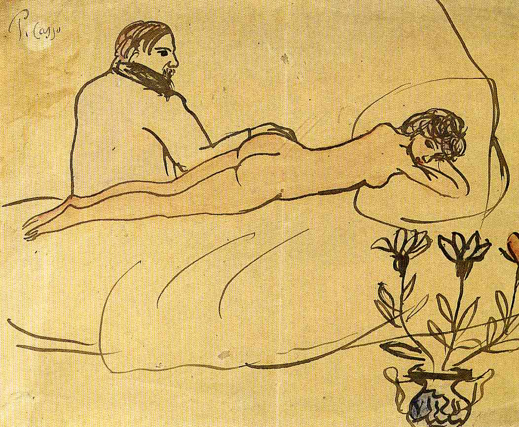 Nude with Picasso by her feet (1903) - Pablo Picasso Tablo