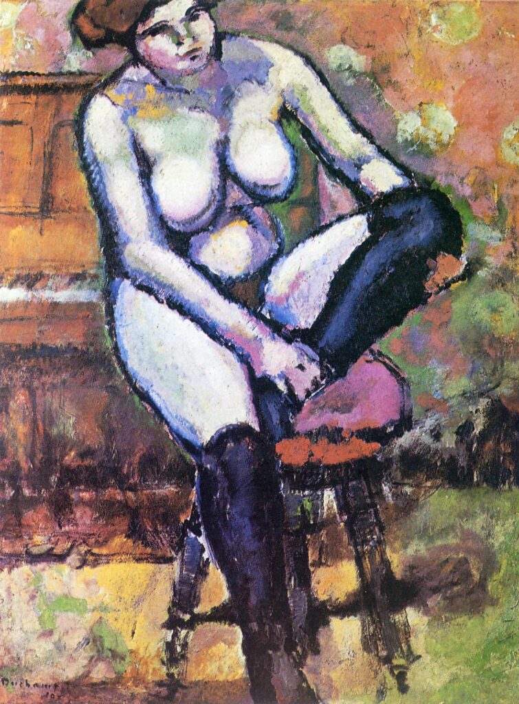 Nude with black stockings (1910) – Marcel Duchamp Tablo