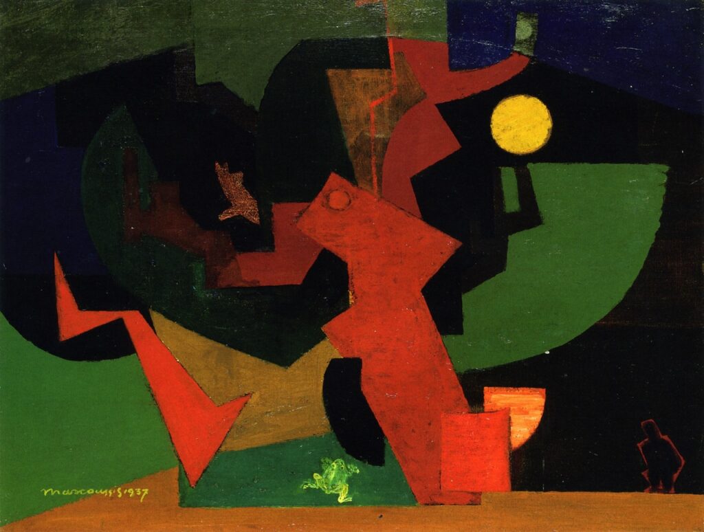 Nuit II (Composition with Frog) - Louis Marcoussis Tablo