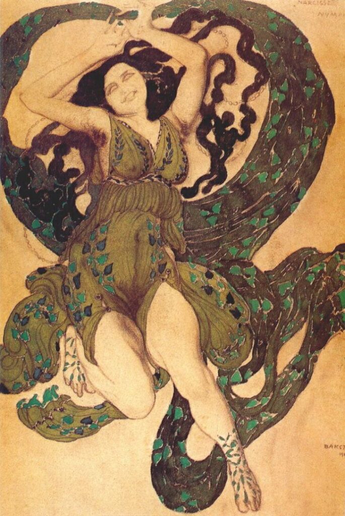 Nymph Costume Design for the ballet in one act Narcisse Diaghilev (Subtitle) (1911) - Léon Bakst Tablo