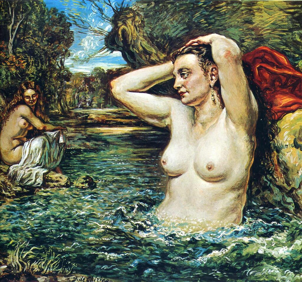 Nymphs bathing (1955) - Giorgio de Chirico Tablo