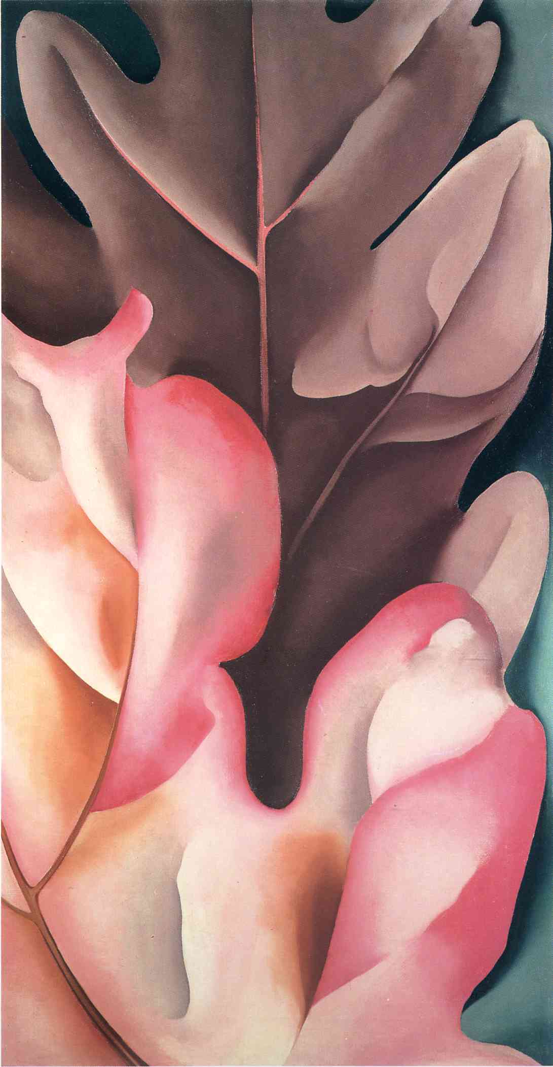 Oak Leaves Pink and Grey - Georgia O'Keeffe Tablo