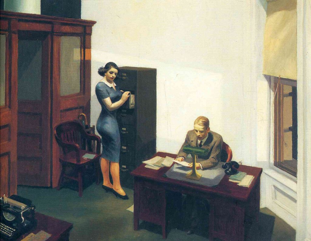 Office at Night (1940) - Edward Hopper Tablo