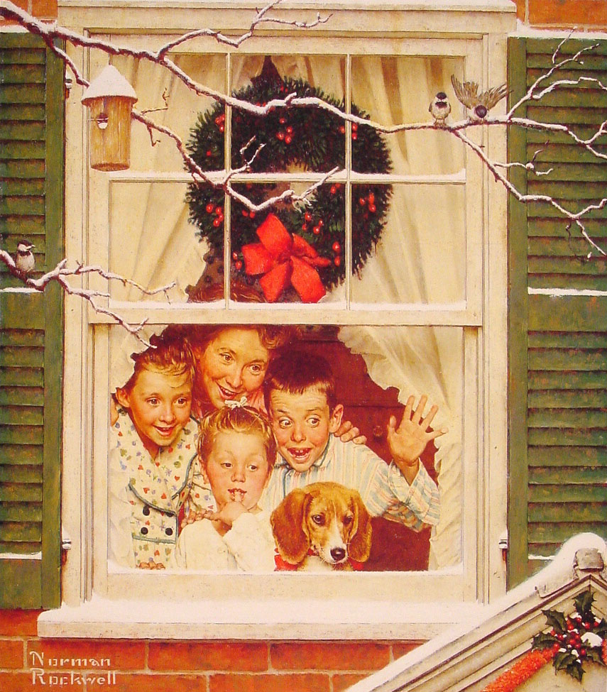 Oh boy, it's Pop with a new Plymouth (1951) - Norman Rockwell Tablo
