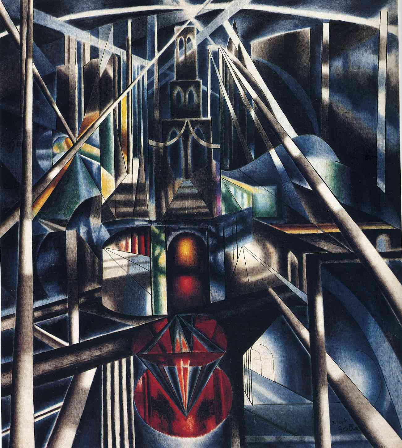 Old Brooklyn Bridge (1941) - Joseph Stella Tablo