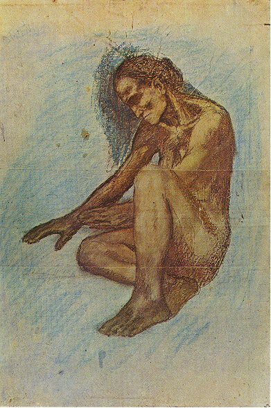 Old Woman stretching out her hands to the fire (1903) - Pablo Picasso Tablo